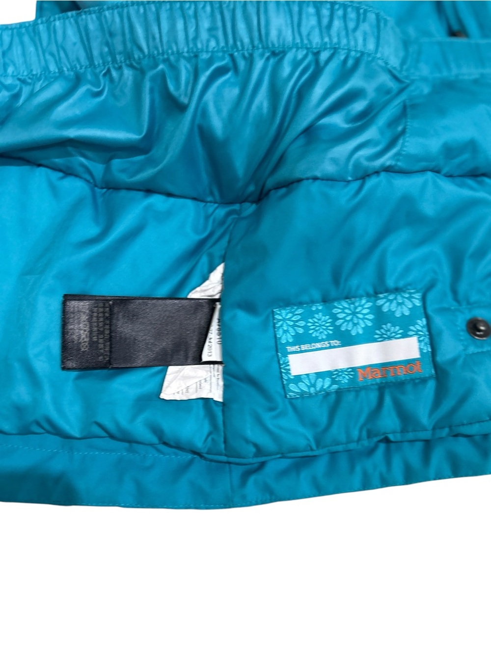 Marmot Orange & Teal Colorblock Hooded zip up ski Jacket kids medium - Picture 12 of 14